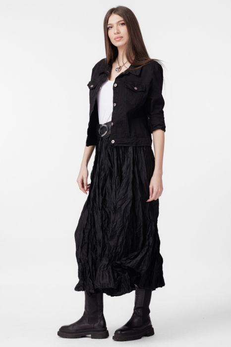 Geaca dama subtire, de blugi, cambrata, neagra [7]