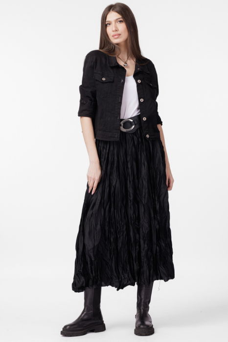 Geaca dama subtire, de blugi, cambrata, neagra [6]