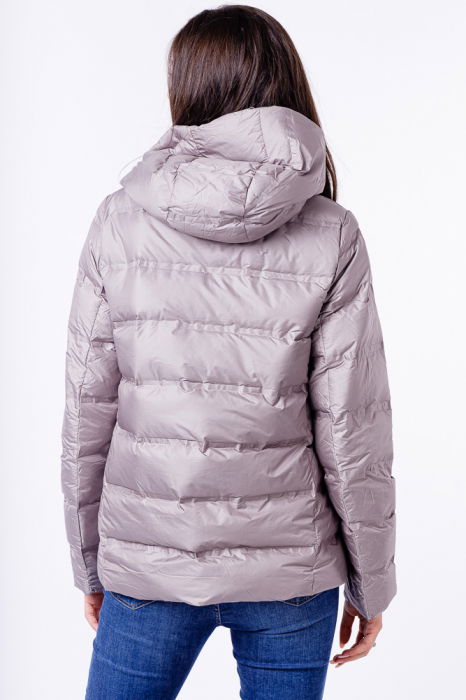 Geaca de puf usoara cu gluga, gri-bej [5]