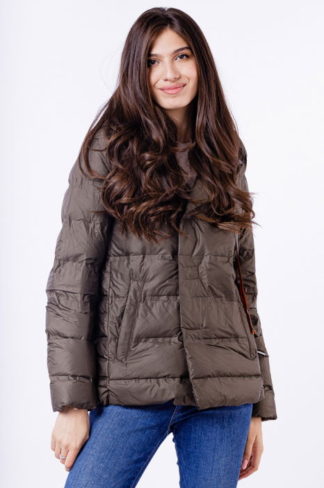 Geaca de puf usoara cu gluga, kaki [3]