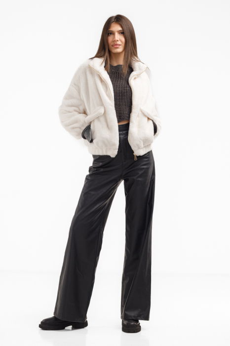 Geaca din blanita artificiala alba [5]