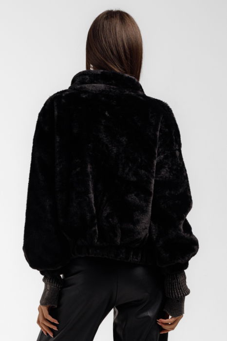 Geaca din blanita artificiala neagra [8]