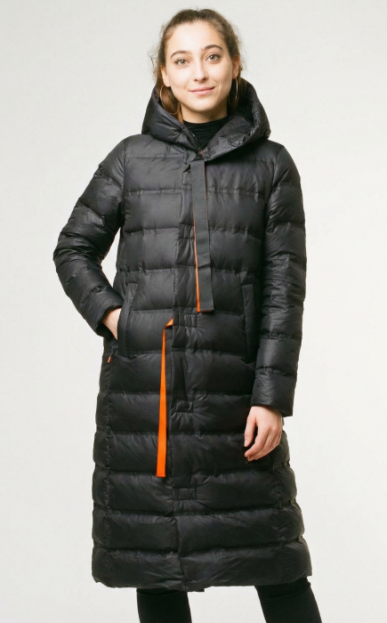 Geaca lunga cu umplutura puf gasca, neagra [1]