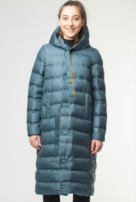 Geaca lunga cu umplutura puf gasca, turcoaz [1]