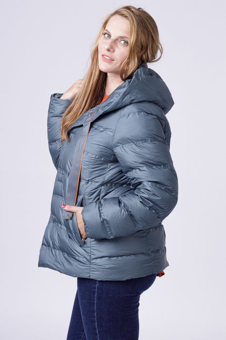 Geaca scurta cu umplutura puf gasca, turcoaz [5]