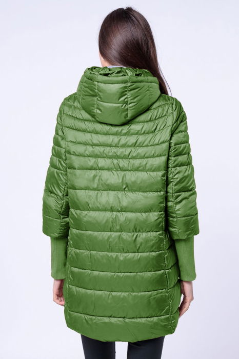 Geaca mai lunga in spate cu maneci din jerseu stranse, verde [3]