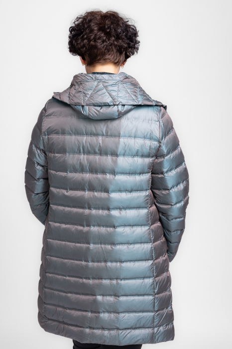 Geaca midi cu umplutura din puf de gasca, gri-albastrui metalizat [4]