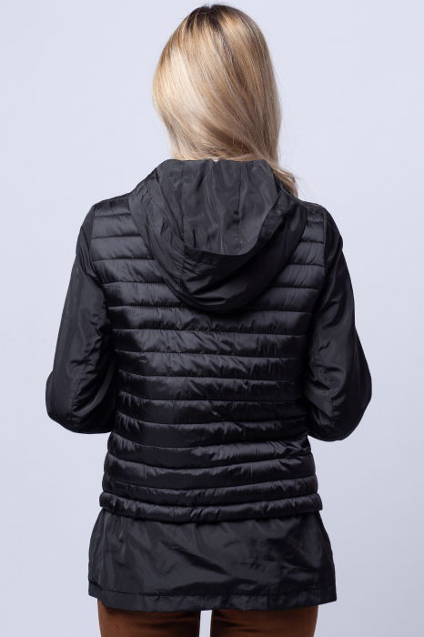 Geaca moderna neagra din fas, cu gluga [3]