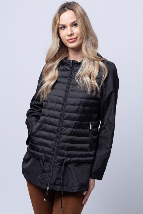 Geaca moderna neagra din fas, cu gluga [1]