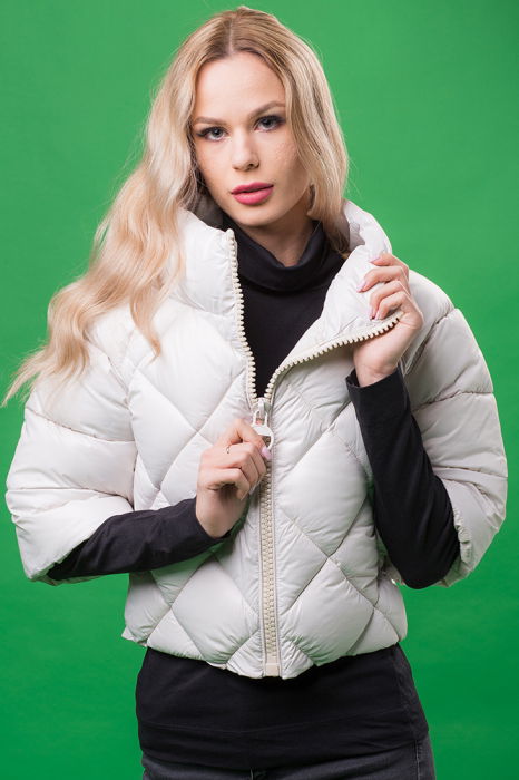 Geaca Monte Cervino bej ivoire cu maneci 3/4 si guler inalt [2]