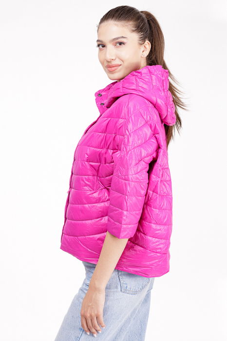 Geaca Monte Cervino oversize, fucsia, cu gluga si maneci 3/4 [3]