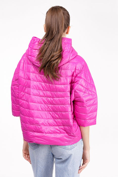 Geaca Monte Cervino oversize, fucsia, cu gluga si maneci 3/4 [4]