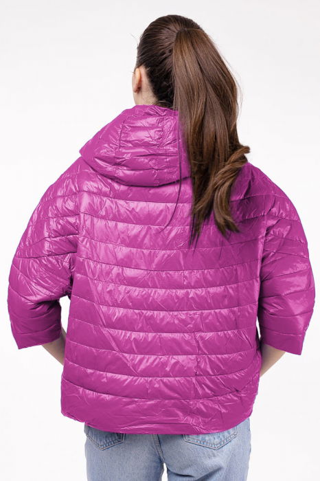 Geaca Monte Cervino oversize cu gluga si maneci 3/4, mov zmeura [3]