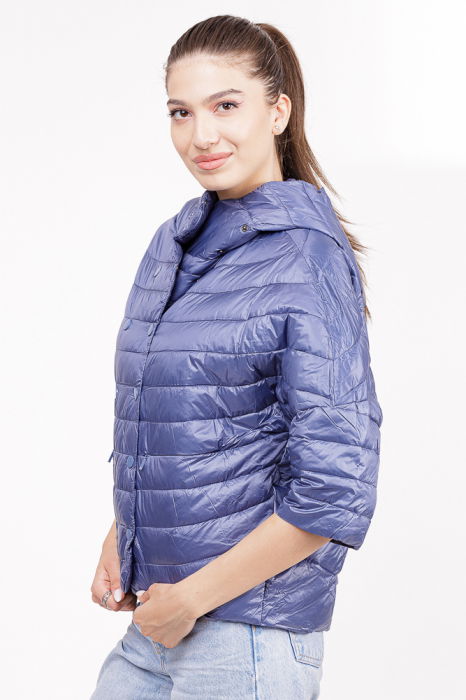 Geaca Monte Cervino oversize, albastru petrol, cu gluga si maneci 3/4 [2]