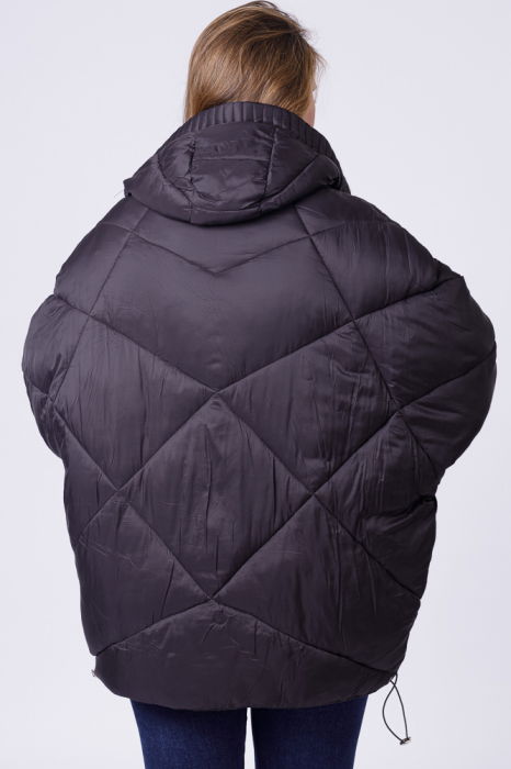 Geaca oversized cu maneci din jerseu stranse, neagra [4]