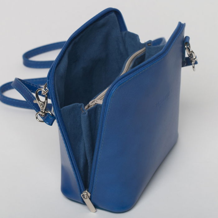 Geanta crossbody, albastra, din piele naturala [3]