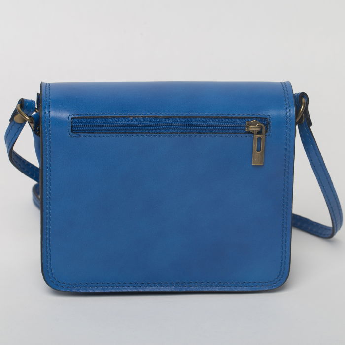 Geanta crossbody albastra din piele naturala, tip postas [2]