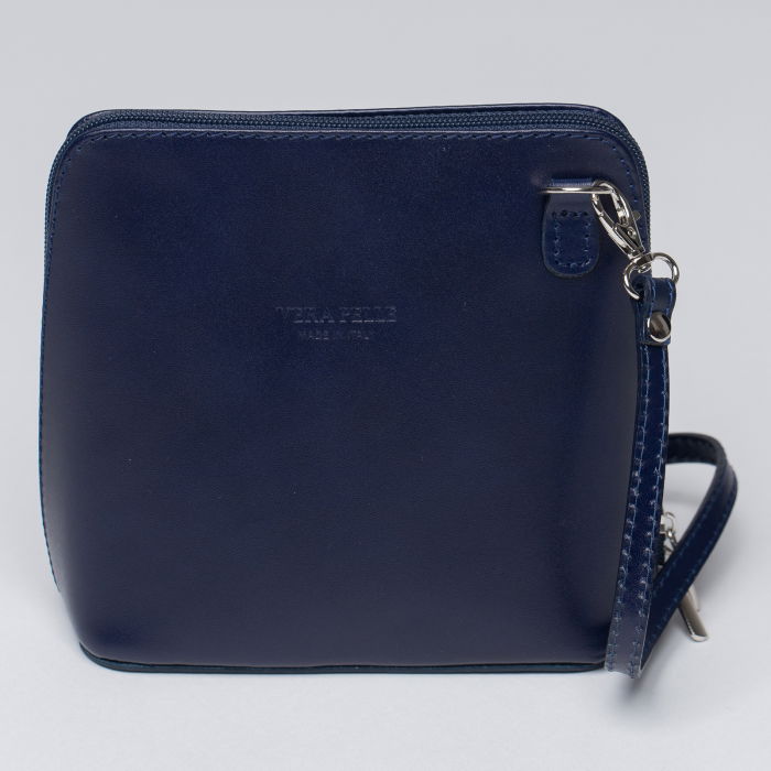 Geanta crossbody, bleumarin  din piele naturala