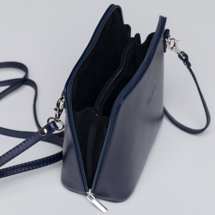 Geanta crossbody, bleumarin  din piele naturala [3]