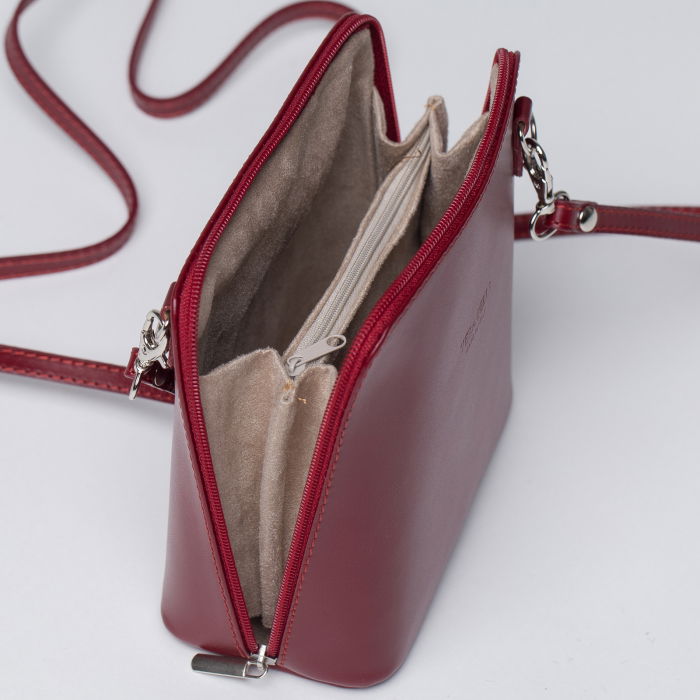 Geanta crossbody, bordo, din piele naturala [3]