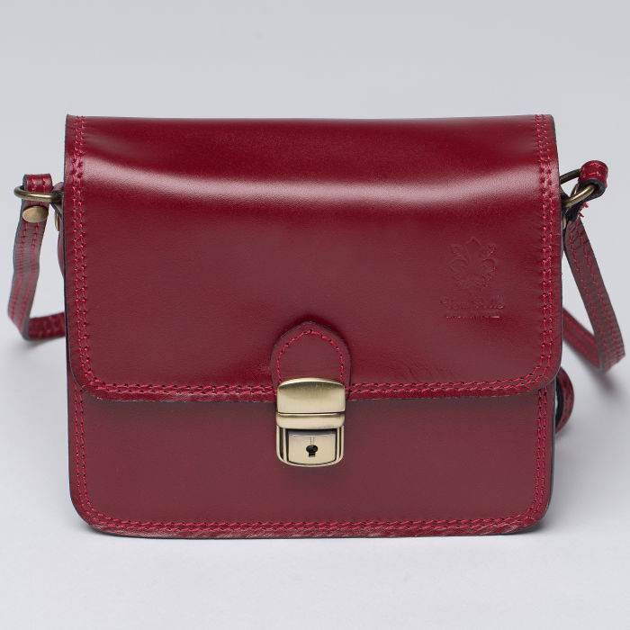 Geanta crossbody bordo din piele naturala, tip postas