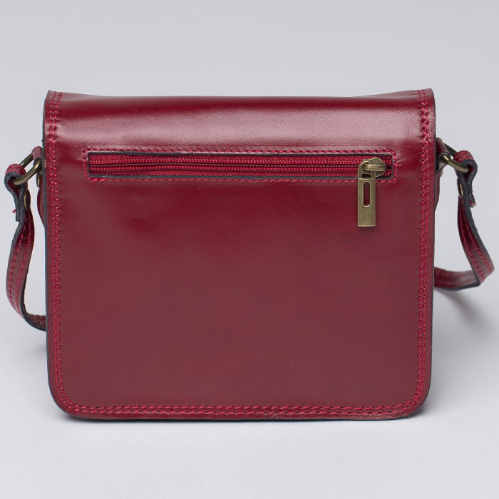 Geanta crossbody bordo din piele naturala, tip postas [2]