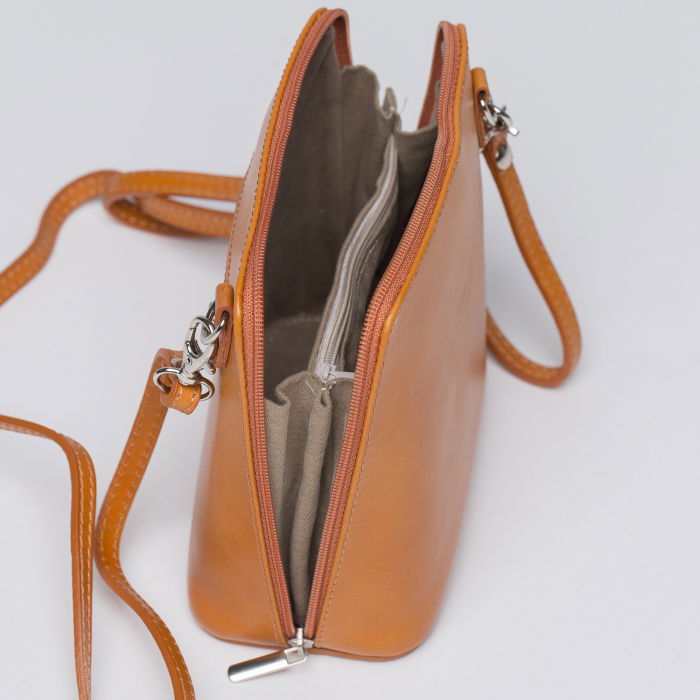 Geanta crossbody, camel, din piele naturala [3]