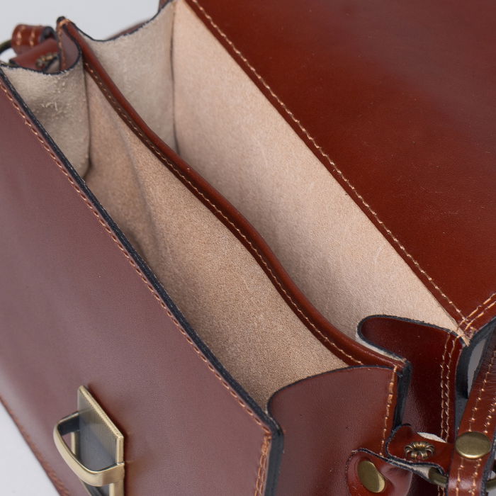 Geanta crossbody coniac deschis din piele naturala, tip postas [3]