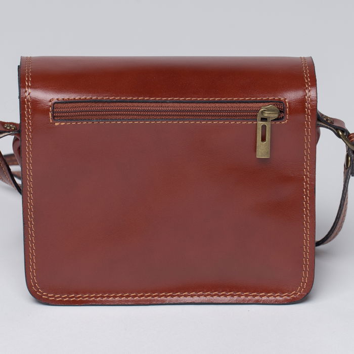 Geanta crossbody coniac deschis din piele naturala, tip postas [2]