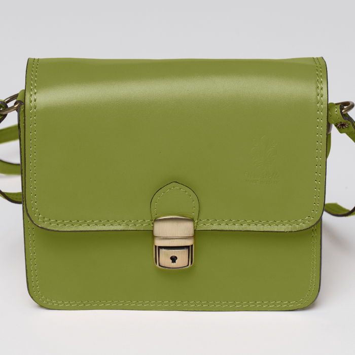 Geanta crossbody verde oliv din piele naturala tip postas