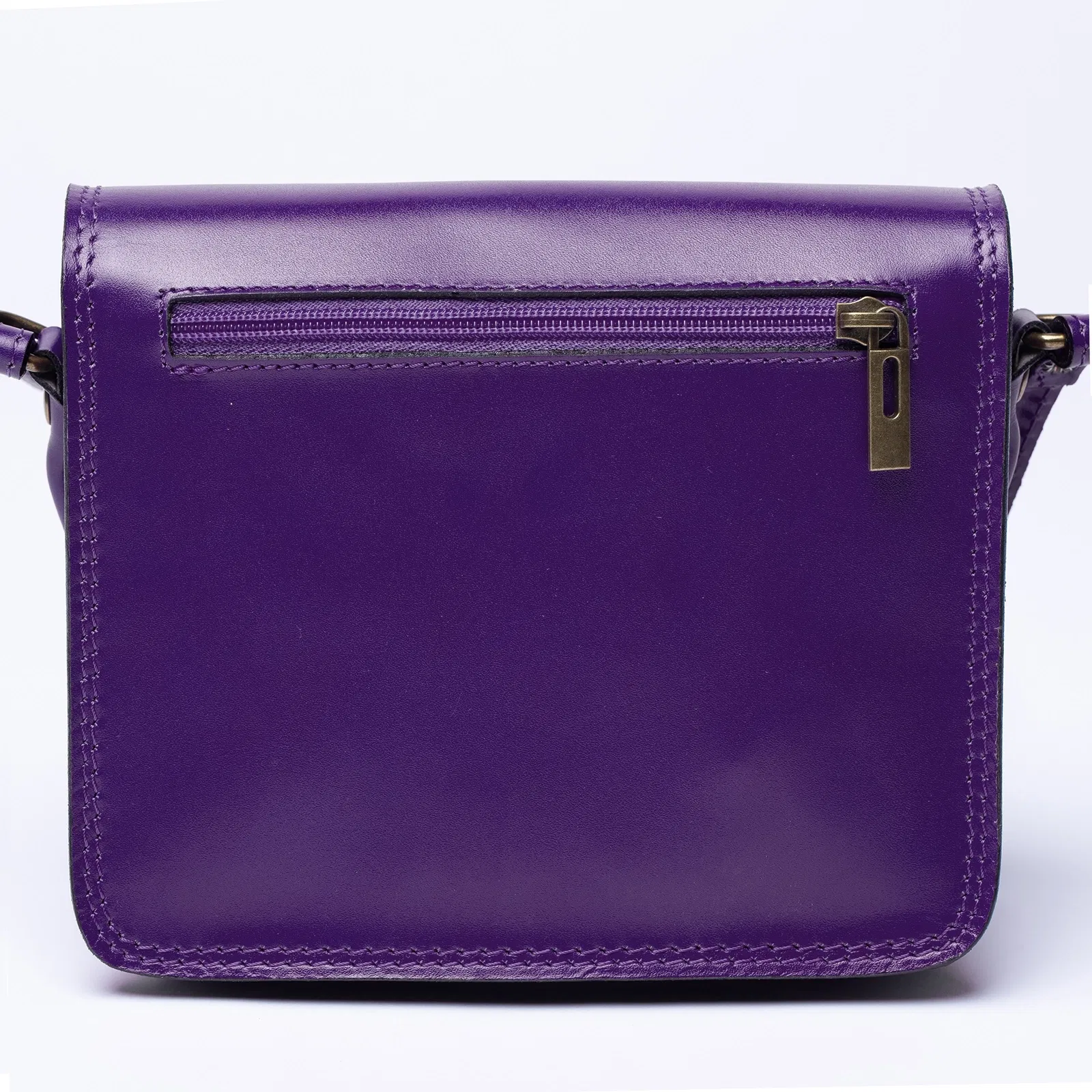 Geanta crossbody din piele naturala, tip postas, mov [2]