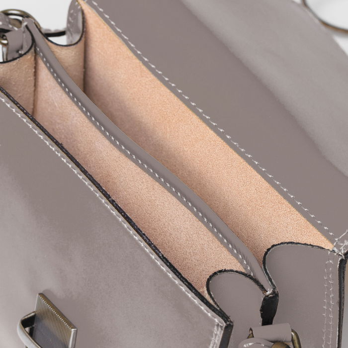 Geanta crossbody din piele naturala, tip postas, gri [3]