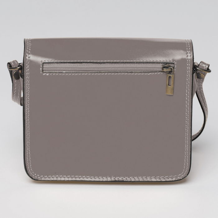 Geanta crossbody din piele naturala, tip postas, gri [2]