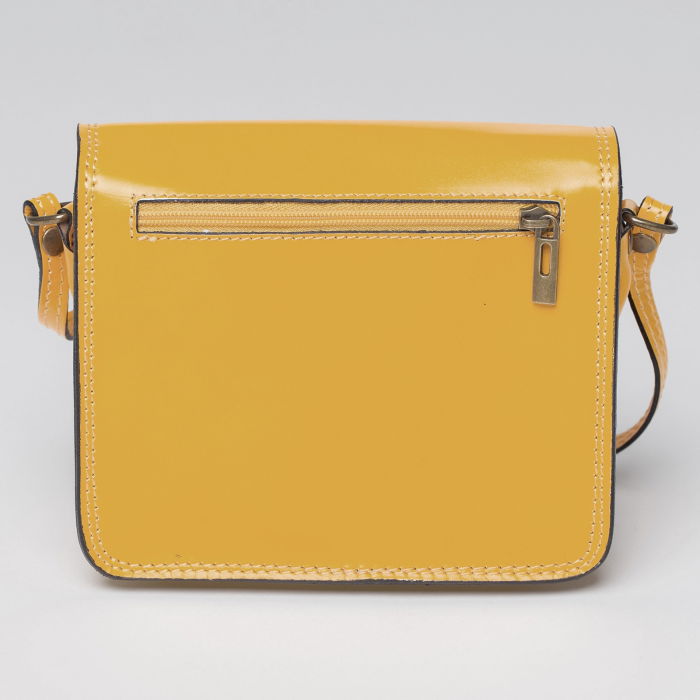 Geanta crossbody galben mustar din piele naturala, tip postas [2]