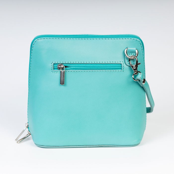 Geanta crossbody, turcoaz deschis, din piele naturala [2]