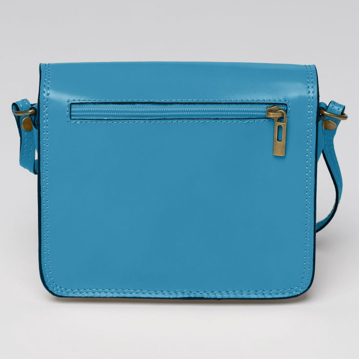 Geanta crossbody albastra din piele naturala tip postas [2]