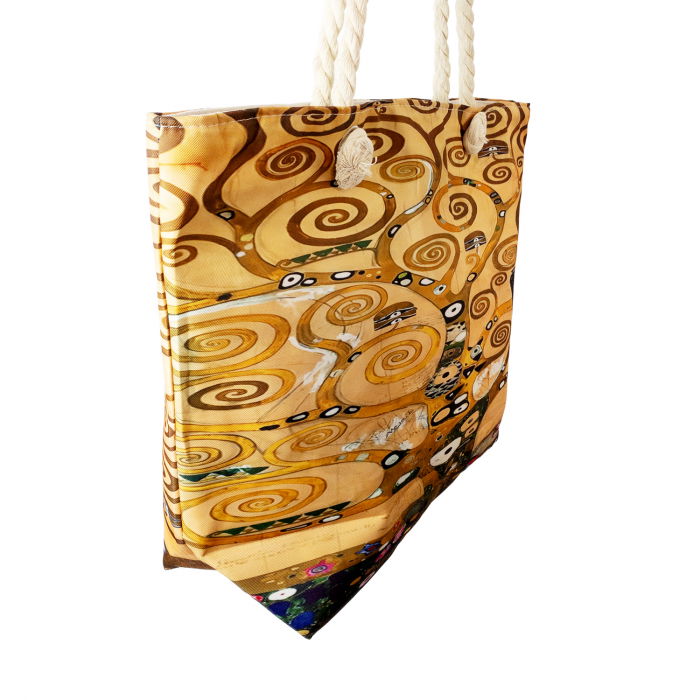 Geanta de plaja din material textil, cu reproducere dupa " Pomul Vietii '' - Gustav Klimt [2]