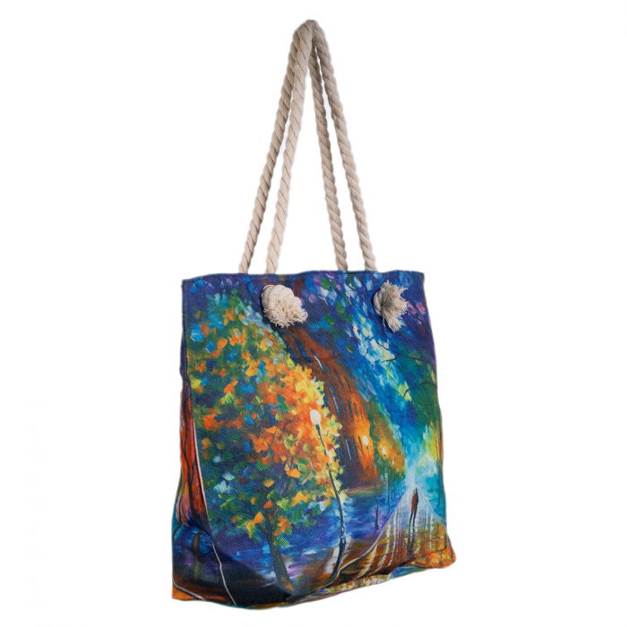 Geanta de plaja din material textil, cu imprimeu nocturn [2]