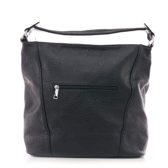 Geanta neagra de umar cu un fermoar pe fata, din piele ecologica [2]