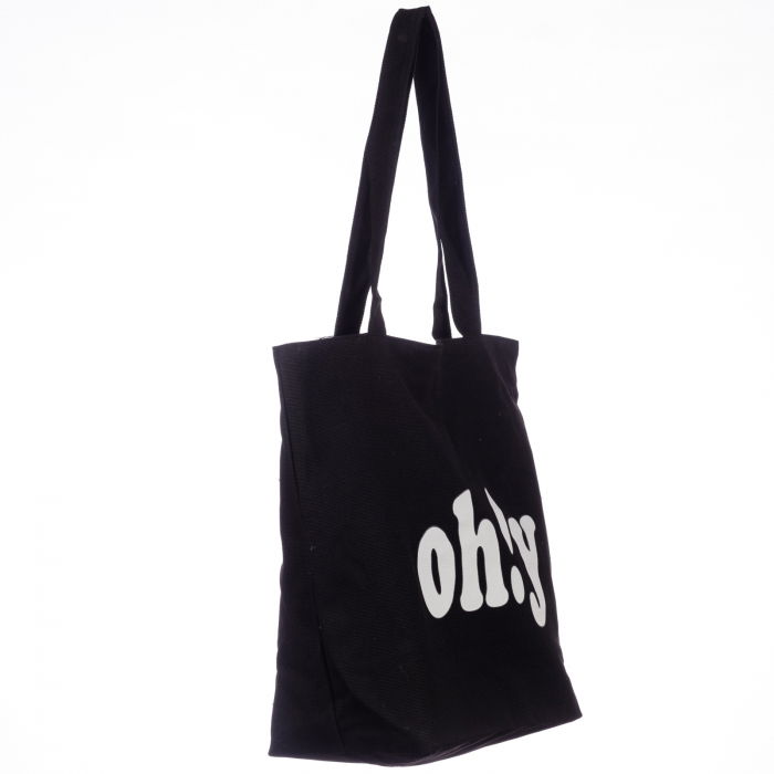 Geanta de umar din bumbac cu fermoar si imprimeu Oh!Y, neagra [2]