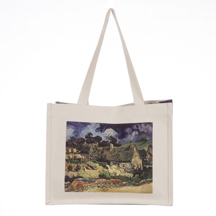 Geanta de umar din material textil cu imprimeu inspirat dintr-o pictura cu un peisaj rural si cer innorat [2]