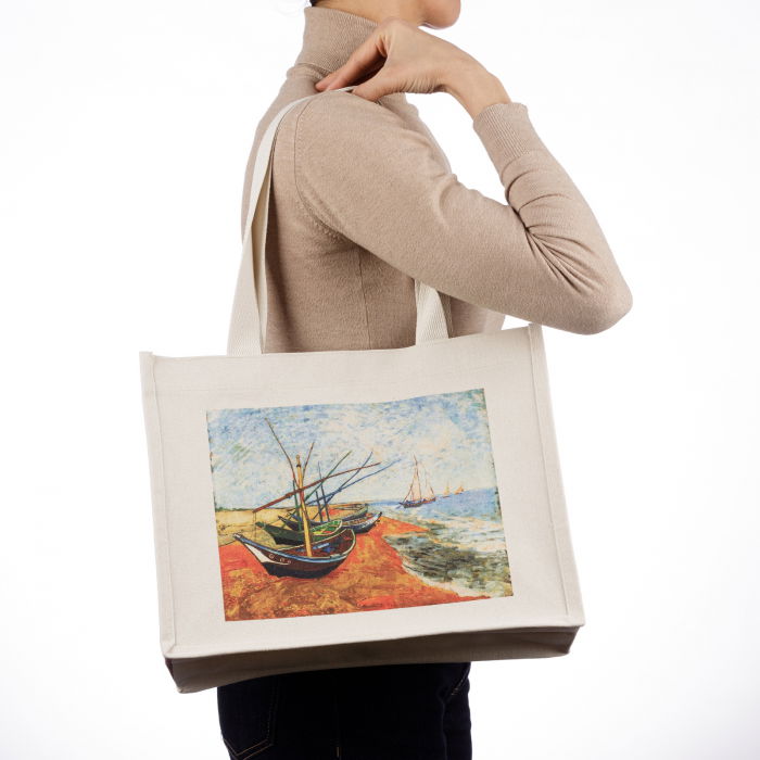 Geanta de umar din material textil cu imprimeu inspirat din pictura Noapte Instelata deasupra Rhonului a lui Van Gogh [5]