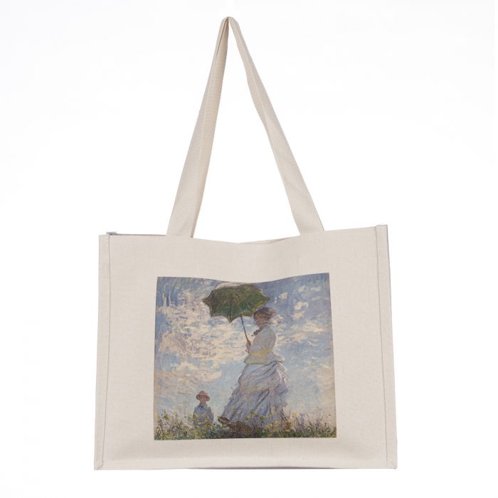 Geanta de umar din material textil cu imprimeu inspirat din pictura Femeie cu Umbrela a lui Monet [2]
