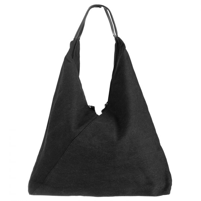 Geanta de umar din material textil si cu bareta crossbody, neagra [2]