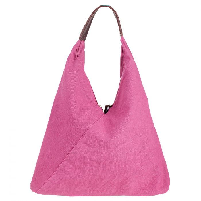 Geanta de umar din material textil si cu bareta crossbody, fucsia [2]