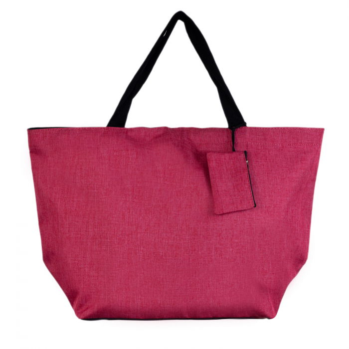 Geanta shopper multifunctionala medie din material textil panzat, fucsia [2]