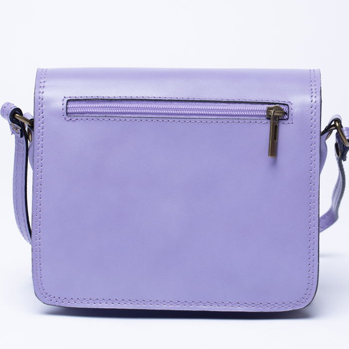 Geanta crossbody din piele naturala, tip postas, lila [2]