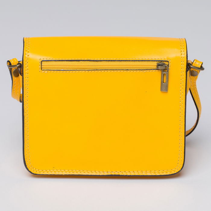 Geanta crossbody galbena din piele naturala, tip postas [2]