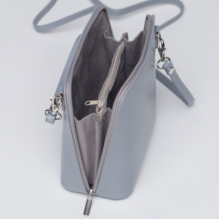 Geanta crossbody, gri deschis, din piele naturala [3]