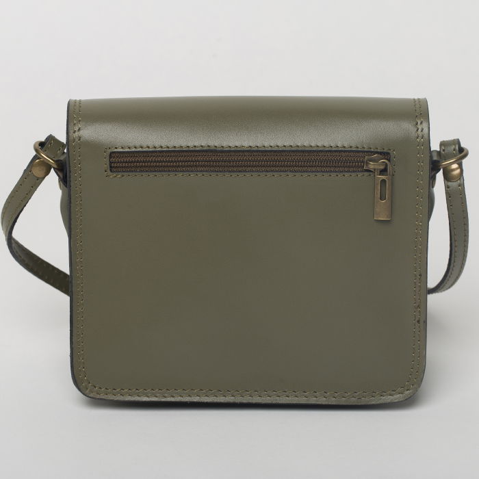 Geanta crossbody kaki din piele naturala, tip postas [2]